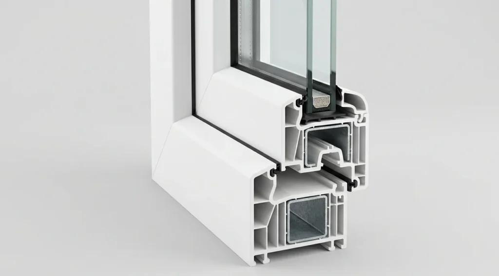 يشرح قطاع الطماطم UPVC الرسومات الداخلية والمجسمة للعزل الحراري